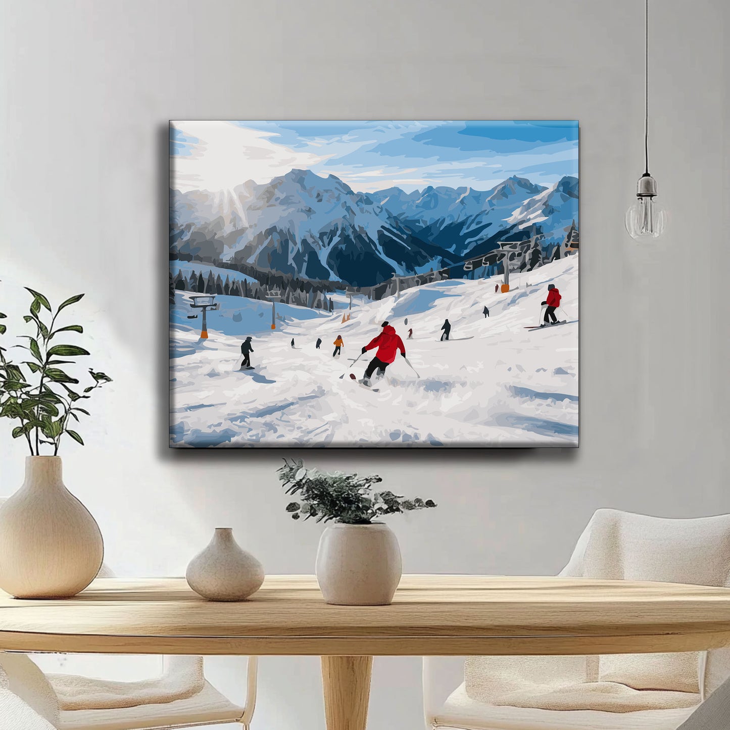 Winterliche Skifahrt - Malen nach Zahlen